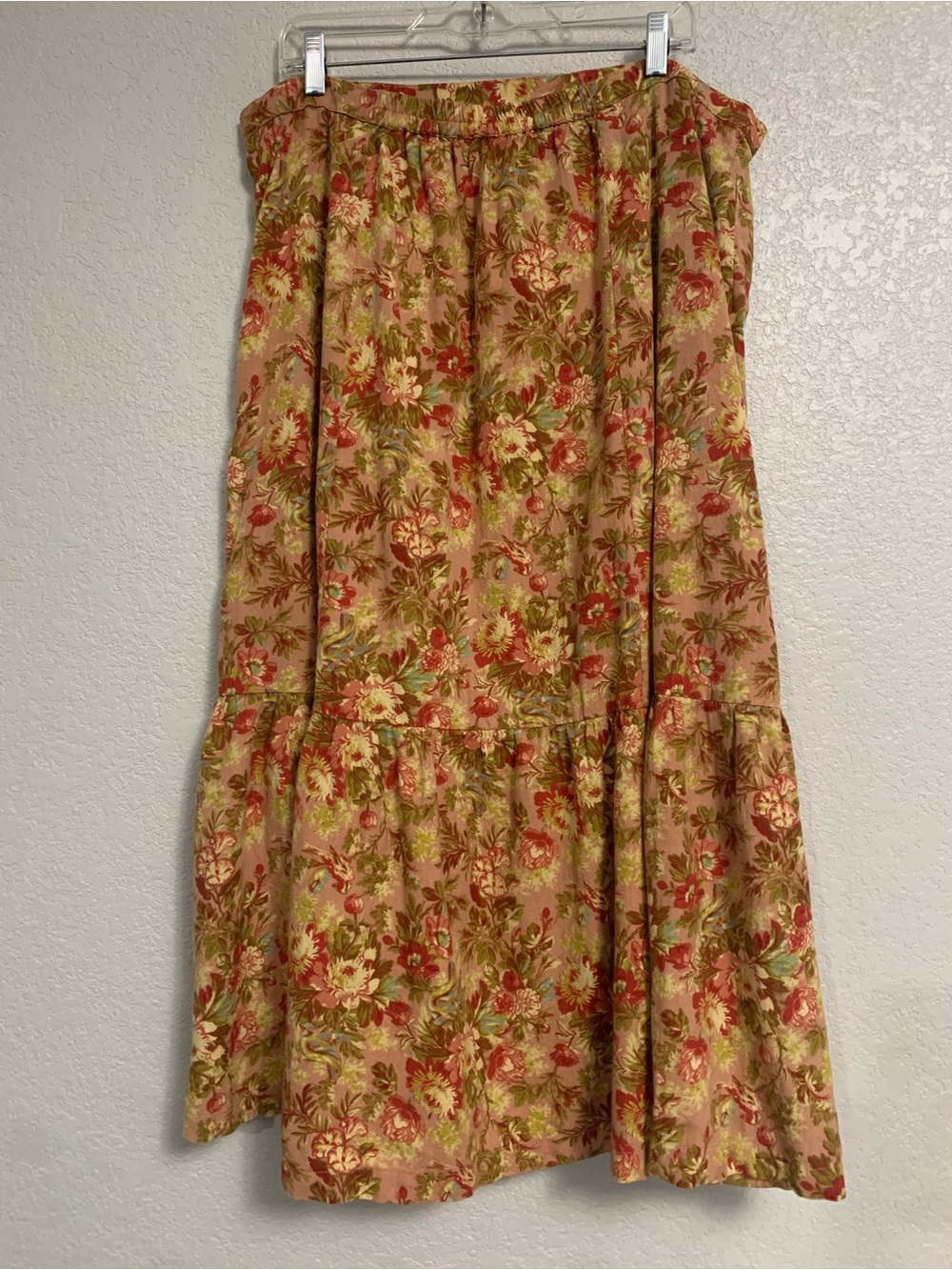 April Cornell Midi Skirt Womens XXL Floral Tiered Boho Cottage Prairie Buttons - Picture 2 of 9